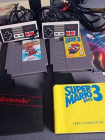Nintendo Entertainment System NES + 3 Kontroller + 3 Mario Bros 1-3 + Kabel