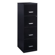 18" Deep 4 Drawer Smart Letter Width Vertical File Cabinet Black
