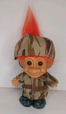 Vintage 90s Russ Troll ARMY MILITARY Orange Hair Troll Doll 5 Inches Tall