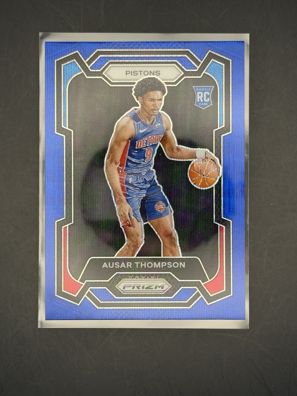 2023-24 Panini Prizm Ausar Thompson Blue Wave #178 Rookie RC Pistons