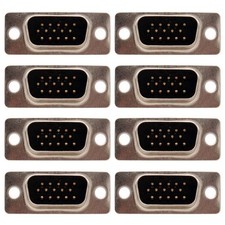 8 Pcs DB15 HD15 D-Sub 15Pin Male Plug Connector SVGA VGA Solder Cup Socket Gold