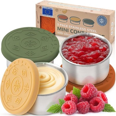 Everusely Salatdressing-Behälter   3er-Pack, 50 ml, gedeckt | Auslaufsichere Ge