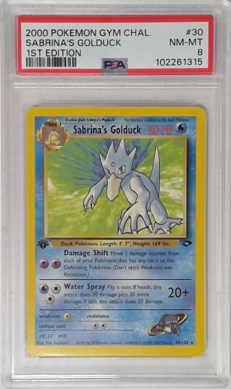 1x V1726: 2000: Sabrina's Golduck: 30/132: 1ST Edition: Gym Challenge: PSA: 8: