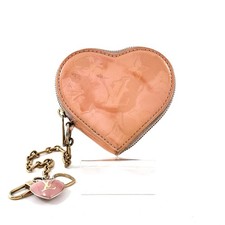 LOUIS VUITTON Vernis Heart Coin Purse babyPink Monogram Charm M93659 Wallet Case