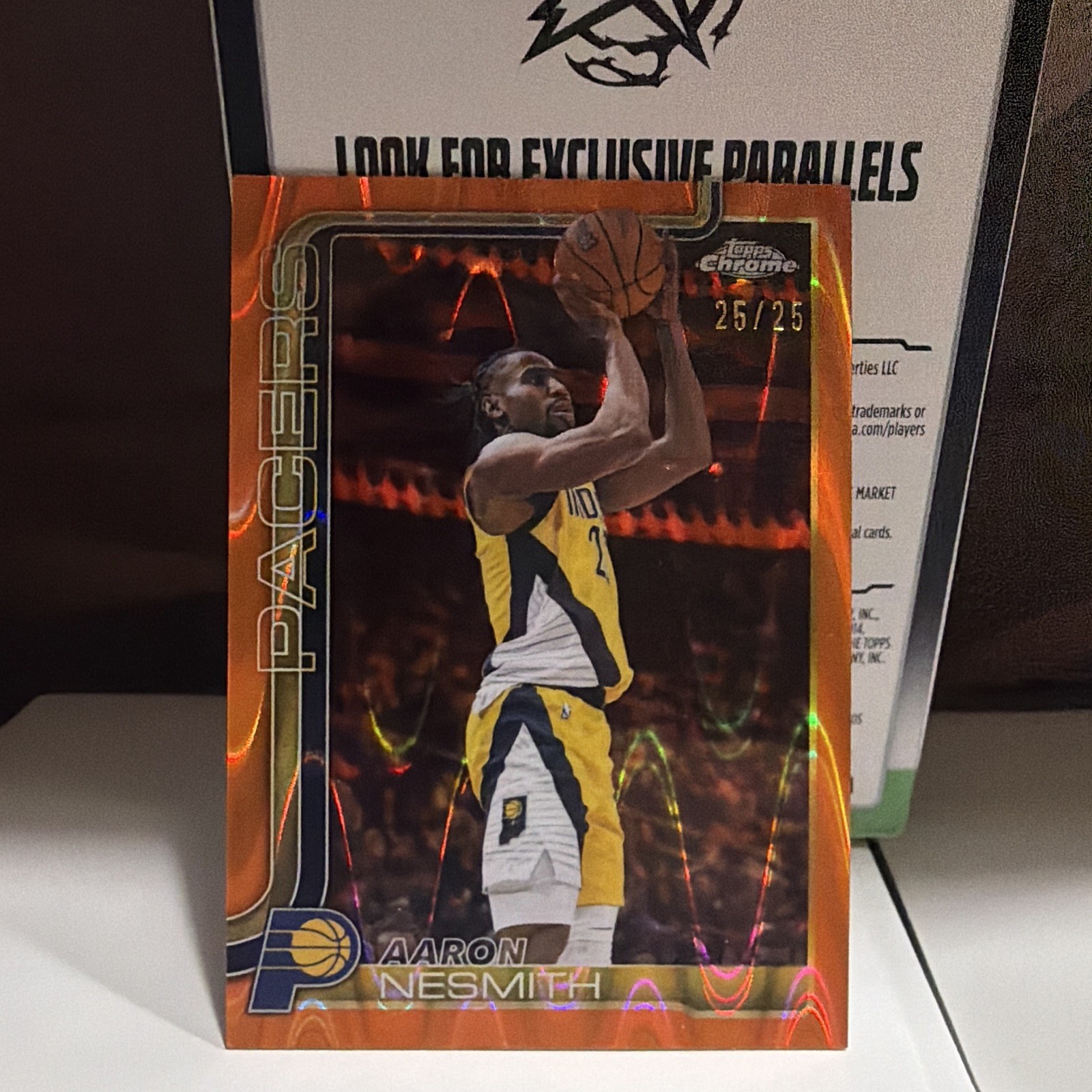 Topps 2024-25 Topps Chrome Aaron Nesmith TCA-ANE Orange Refractor Auto /25