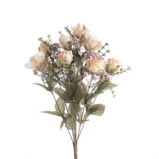 Cream Pink Artificial Dried-Look Antique Rose 16" Bush