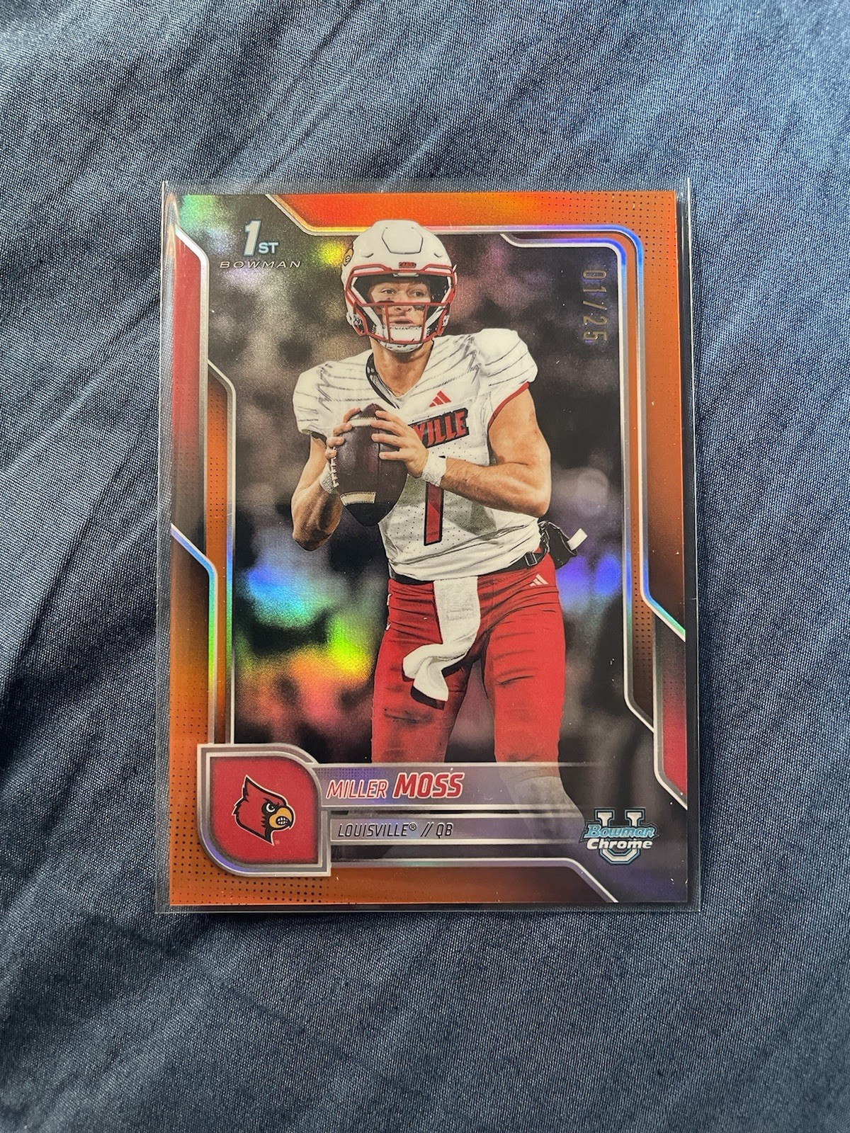 2025 Bowman U Chrome Miller Moss Louisville 1st Bowman TRUE ORANGE 1/25 SSP RARE