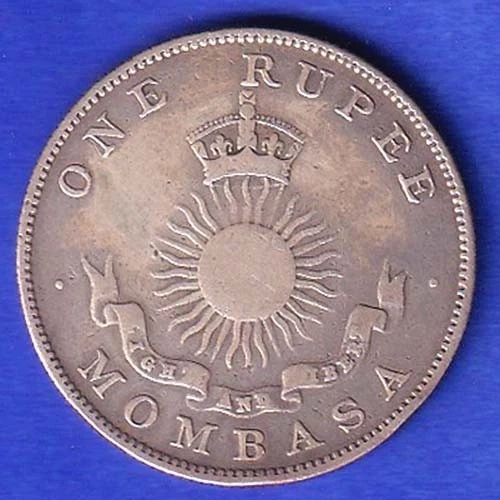 Imperial British East Africa Company 1888 Mombasa ONE RUPEE SILVER COIN  #U1051