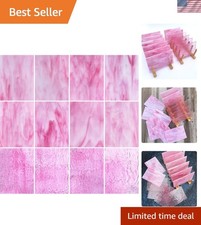 12 Sheets Pink Stained Glass Variety Pack   6 x 4 Inch Opaque  Textured Tran...