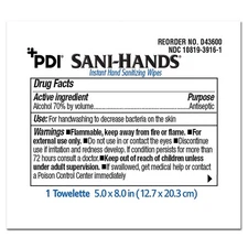 Hand Sanitizing Wipe Sani-Hands 100 Count Ethyl Alcohol Wipe Individual Packet