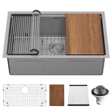 Karran USA WS-35-PK1 Elite Workstation 30" Undermount Single - Satin Brushed