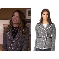 695 Veronica Beard Gary Navy White Carroll Portrait Tweed Blazer Jacket Sz 0