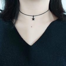 Black Star Pendant Choker Necklace Women Five Point Charm Minimalist Jewelry