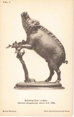 Oxford British Museum, Standing Cup Boar Art, Augsburg Germany, Vintage Postcard
