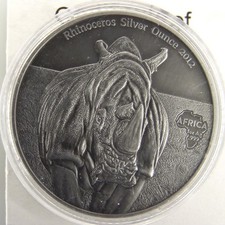 Rhinoceros - Africa - Antique Finish 1000 francs CFA - Silver - BU - 2012 -...