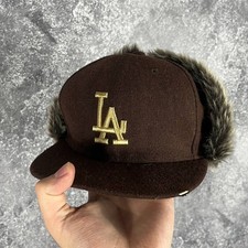 Los Angeles Dodgers New Era Dog Ear Fur Cap Hat Snapback Brown Size 7 3/8