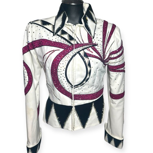 Berry Fit Company Western Horse Show Jacket Small? White Pink Black Crystals