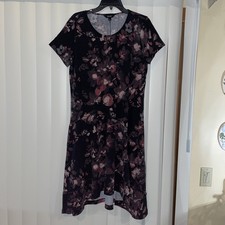 Simply Vera Vera Wang Womans Dress Floral Multi-Colored Short Sleeve Size L