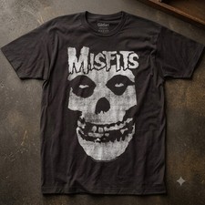 The Misfits Distressed Skull Black Punk Graphic Unisex T-Shirt Tee