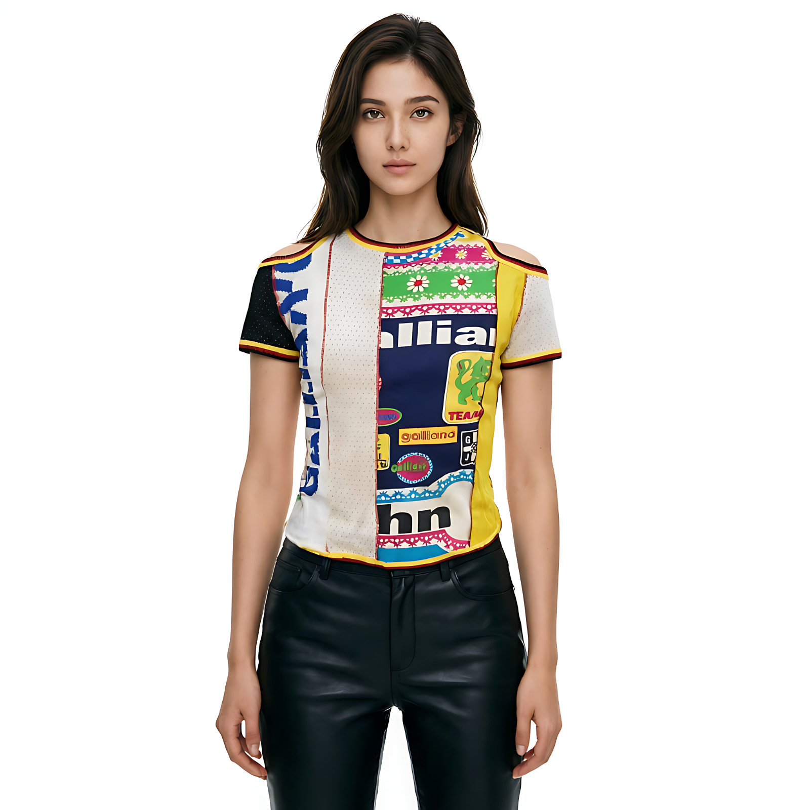 Archival JOHN GALLIANO Rare Reconstructed Cold-Shoulder Moto Jersey