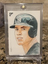 AARON JUDGE ~ 2017 Topps Gallery Hand-Signed Artist Original Sketch RC ~ 1/1