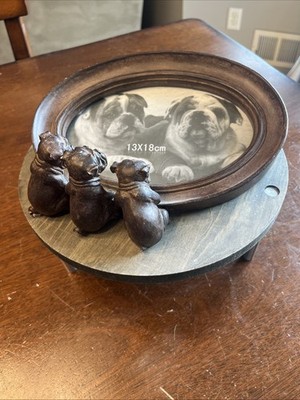 3D Bulldog Picture Frame 5 x 7 Photo Oval Tilting Tabletop