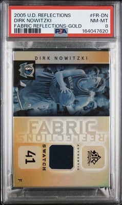 2005-2006 Upper Deck Reflections Gold 4/5 Dirk Nowitzki PSA 8 Game Used All Star
