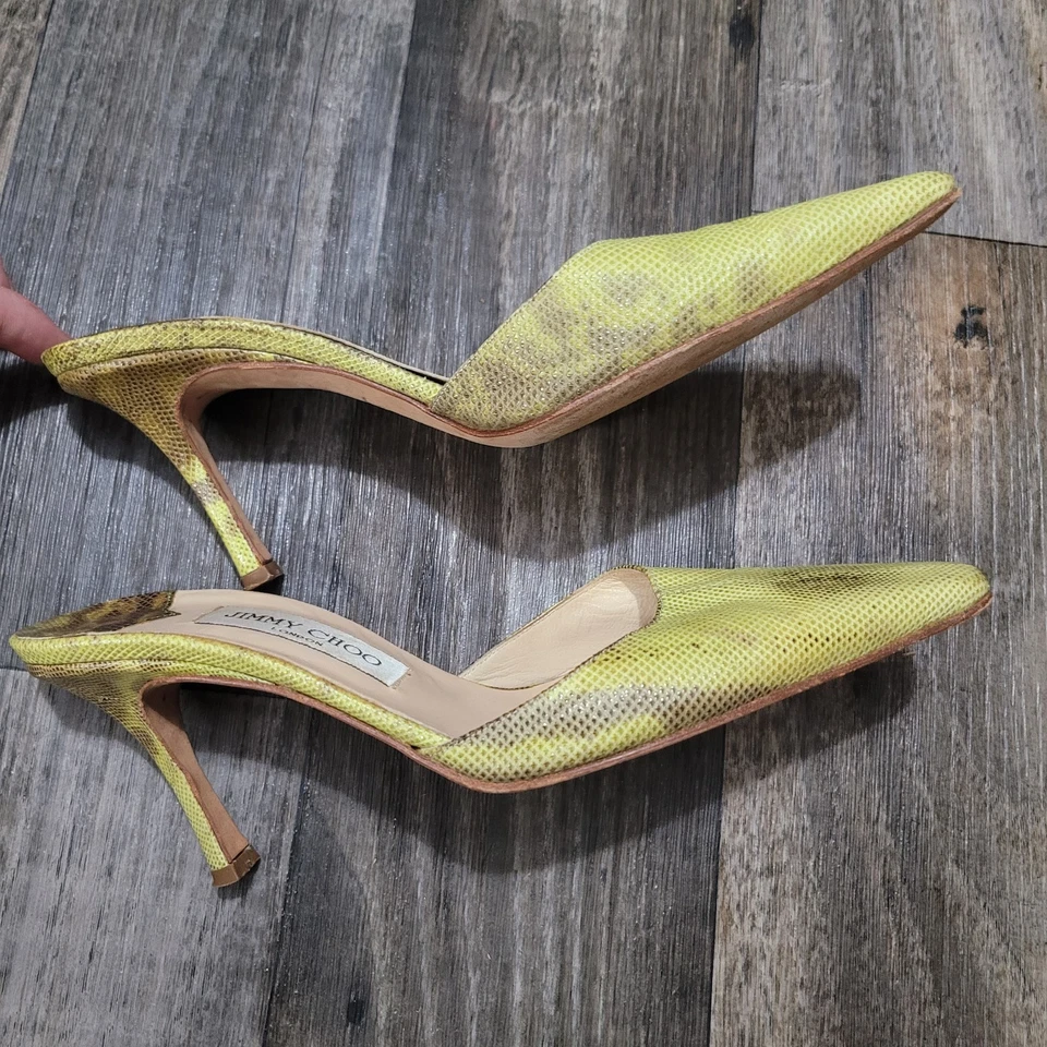 Jimmy Choo Green/Brown Snakeskin Stiletto Pumps Woman’s Size 7 - Image 4 of 4