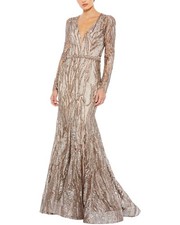 Mac Duggal Embellished Plunge Neck Trumpet Gown Women's