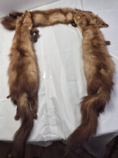 Vintage Real Mink Fur 48 Collar Wrap Stole - 4 Full Pelts - 1930s / 1940s