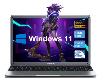 SGIN-X15 Laptop 15,6 Zoll 12GB RAM 512GB SSD Computer mit Intel Quad-Core 2,9Ghz