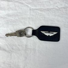 Vintage Aston Martin Leather Key Fob w/ Key Enamel UNIQUE