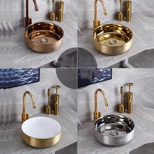Vanities Countertop Ceramic Hand Wash Basin Round Bathroom Sinks