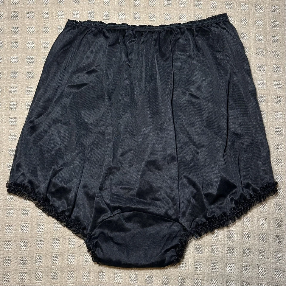 NUEVO SIN ETIQUETAS 50’s De Colección Penneys Adonna Doble Transparente Nylon Refuerzo Seta Negro 38 Panty L Foto 4 de 4