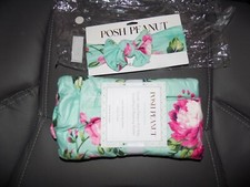 Posh Peanut Aqua Floral Swaddle and Headband Set 35 x 35 NEW
