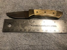 Silver Stag Antler Handle Knife. Fixed Blade. Custom Made in the USA.