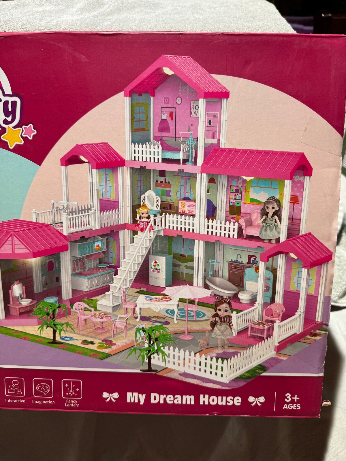 Mini Tudou Doll House Dreamhouse Dollhouse with Lights Play Mat