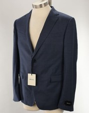 Z ZEGNA Mens Blue Micro Check Drop 8 Wool Slim Fit Suit 42S Flat Front Pants NWT