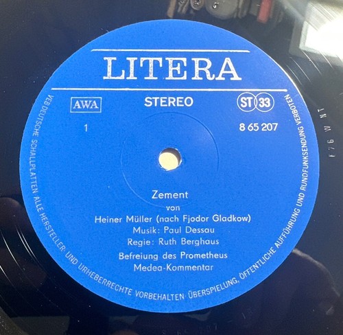 Heiner Müller ZEMENT mit POSTER RARE! NEAR MINT Vinyl LP DDR 1976 Litera 865207 - Bild 6 von 6