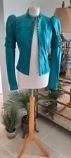 Dsquared Ladies Soft Lamb Leather Blue Jade Jacket Size 42 Eu 8 10 Uk Rrp £2100