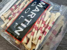 NEW 50 Pcs 2-3/4" Wood/Red Striped Premium Bamboo Tee Golf Tees     