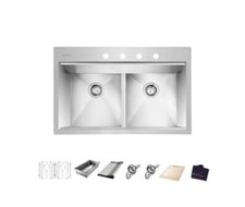 Glacier Bay 0 Radius 33" Drop-In 50/50 2-Bowl 18 Gauge Stainless Kitchen Sink