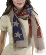 ToBeInStyle Women's Tattered American Flag Infinity Scarf