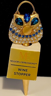 Modern Expressions Wine Stopper Purse Bag Rhinestone Jewels Gold Novelty Gift