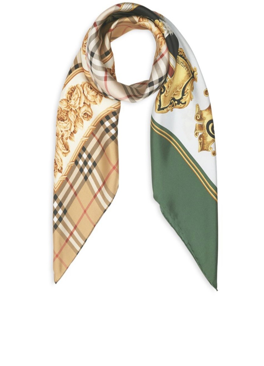 スカーフ Burberry SCARF (8090720 A1450) NEW $450 Burberry Archive Print 100% Silk Scarf, size 35.5
