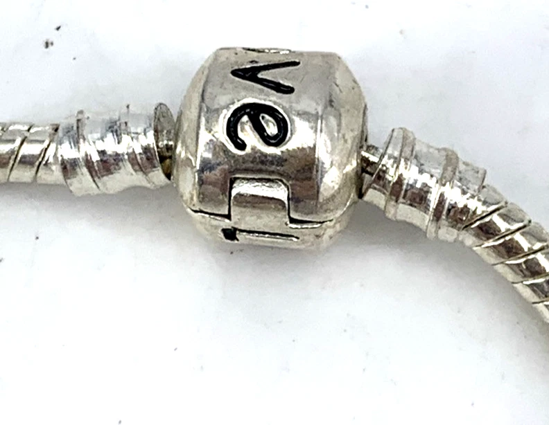 Sterling Silver Charm Bracelet Love Heart Glass Beads 7.5" - Image 2 of 4