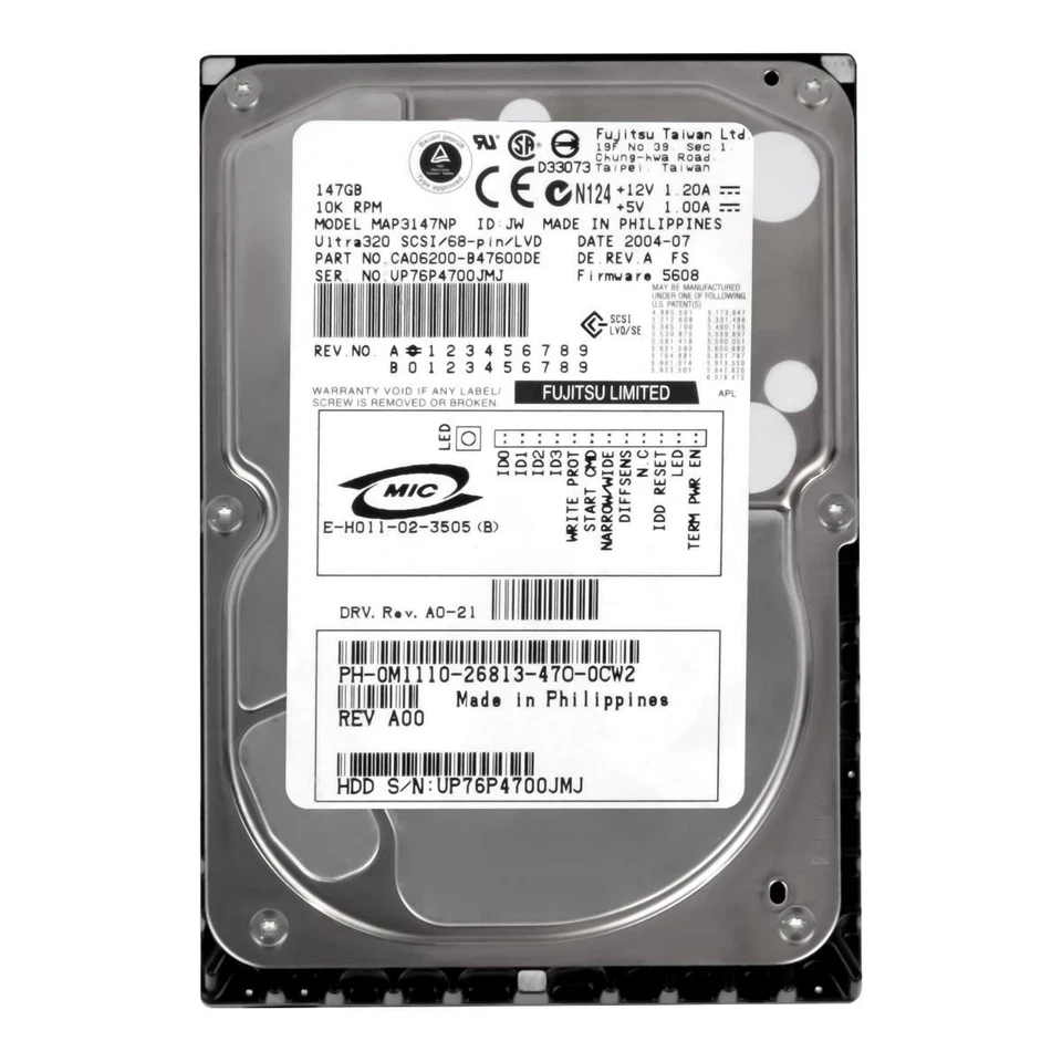 Hard Dell 0M1110 M1110 147GB 10000U/Min 8MB SCSI U320 MAP3147NP 3.5'' Inch - Image 2 of 3