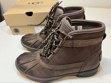 UGG Greda Waterproof Leather Duck Boots Brown Sheepskin Women's Size 5