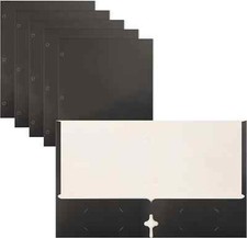 Two Pocket Portfolio Folders, 50-Pack, Black, Letter Size Paper Folders, 50 P...