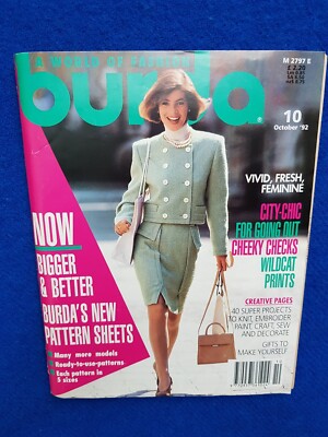 Vintage BURDA Fashion Home Cookery SEWING MAGAZINE Patterns NEW UNCUT 10 / 1992